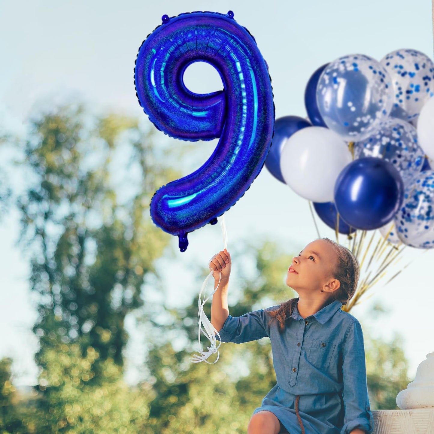 Number 9 Balloon 40 Inch, Dark Blue Big Number Balloon, Giant Foil 9 Balloons Number, Helium 9Th Birthday Balloons For Kids Boys