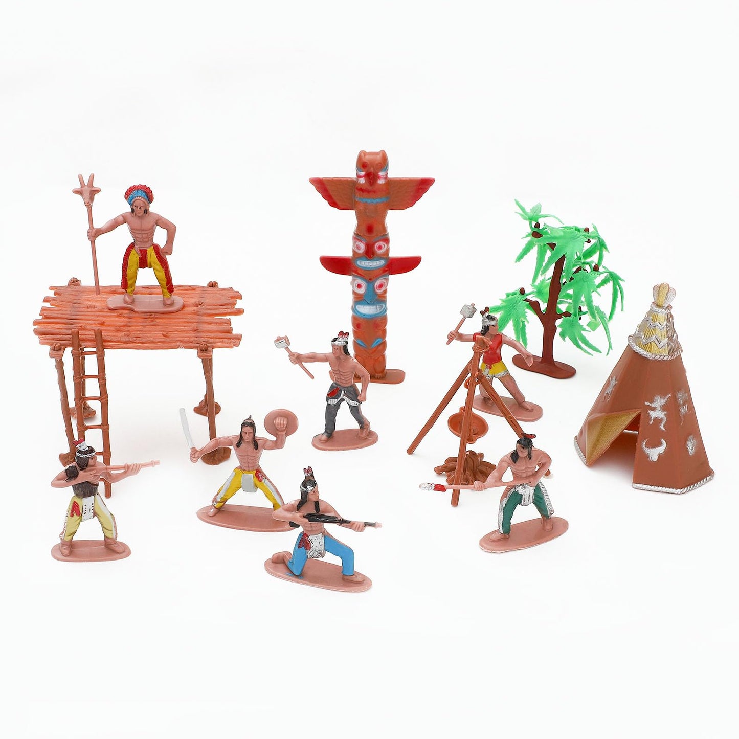 ONEST 26 Pieces Native American Figurines Indian Figurines Indians Historical Plastic Action Figures for Projects Decoration Bir