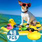 Chivao 48 Pcs Mini Rubber Ducks Bath Duck In Bulk 48 Sunglasses Toy Set Christmas Valentine Duck Gift Bath Toy Bathtub Toys For Gift Holiday Cruise Birthday Party Favor(Mixed Color)
