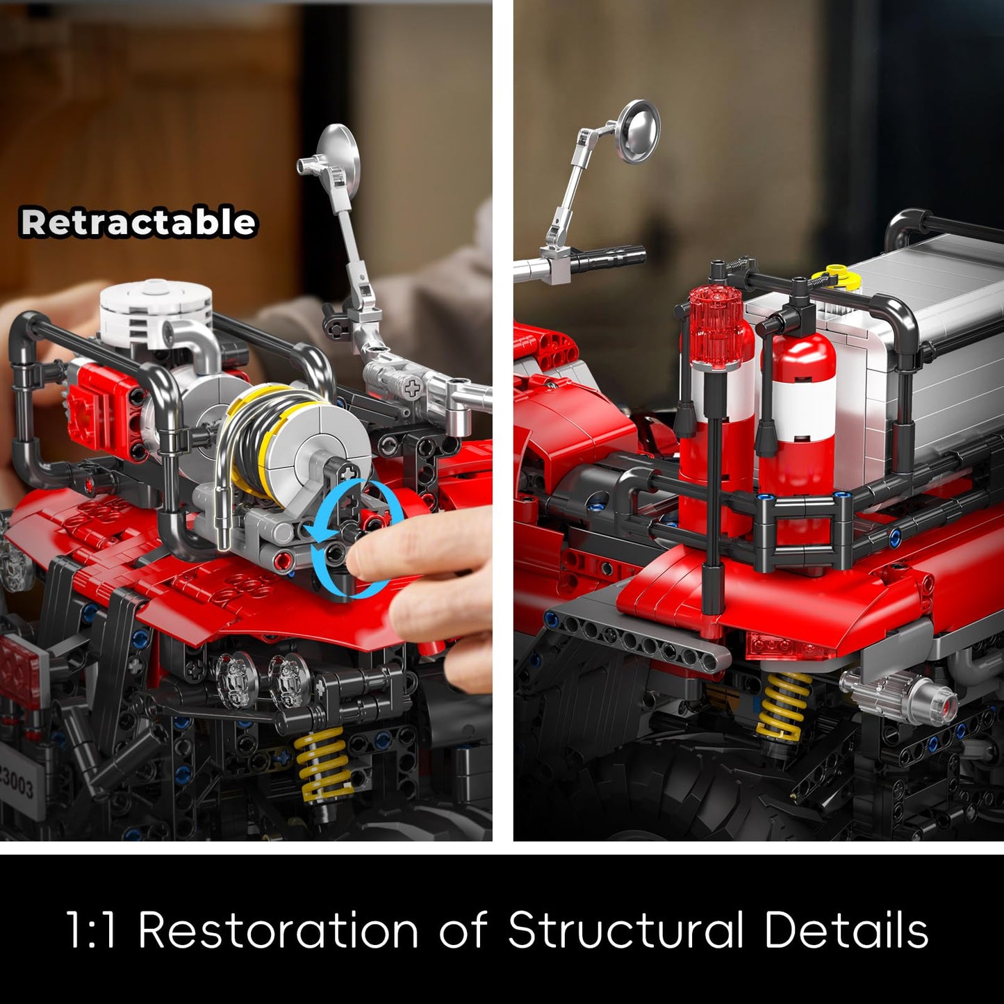 Mould King Fire Truck ATV Building Set  2100+ Pcs RC/APP Control All-Terrain Vehicle Building Blocks Kits That Run with Equipment Model  Collectible Gift for mature-themeds Teens