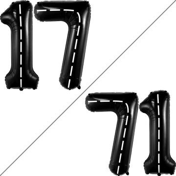 Katchon, Giant Black Checkered 17 Balloon Numbers - 40 Inch | Happy 17Th Birthday Decorations, 17 Birthday Balloons | Number 17 Balloons For Happy Birthday Decorations | 17 Number Balloons