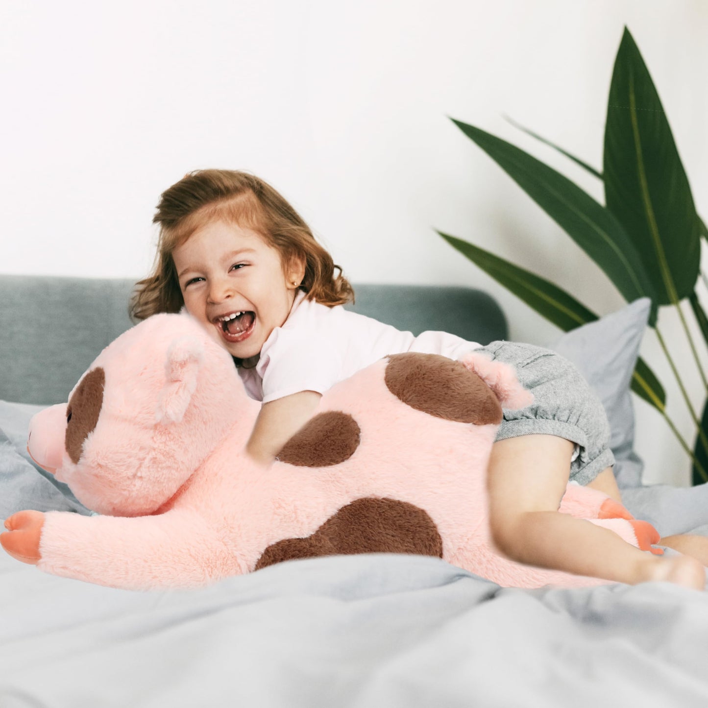 Cudhug Pig Stuffed Animal, Giant 32'' Stuffed Piggy, Large Soft Plush Pig Toy Birthday Holiday Party Gifts For Kids Girls Boys