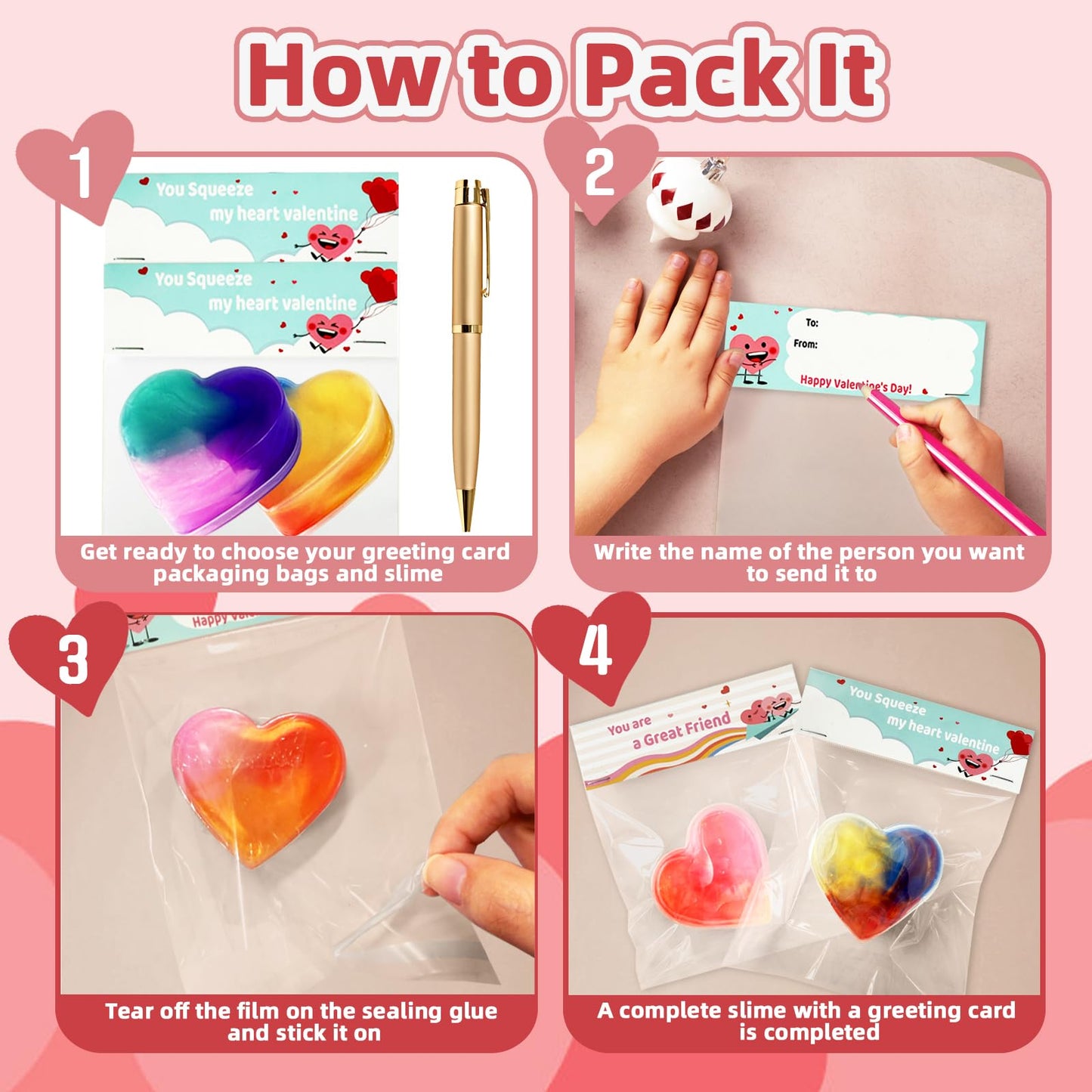 20 Packs Valentines Day Gift Cards With Colorful Slime,Heart Shaped Galaxy Slime Stress Relief Fidget Toy For Kids,Classroom Exc