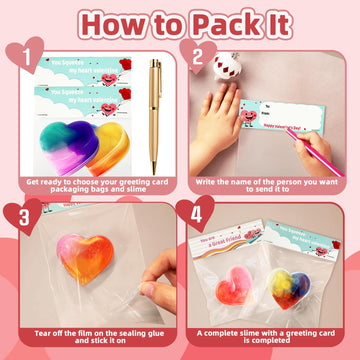 20 Packs Valentines Day Gift Cards With Colorful Slime,Heart Shaped Galaxy Slime Stress Relief Fidget Toy For Kids,Classroom Exc