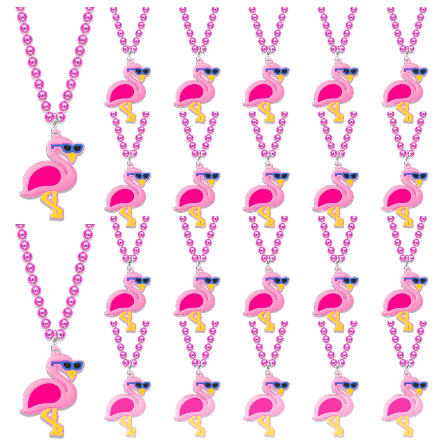KeeStar 24 Pack Flamingo Necklace Party Favors for Summer Hawaiian Tropical Luau Party, Animal Themed Baby Shower, Birthday, Sch