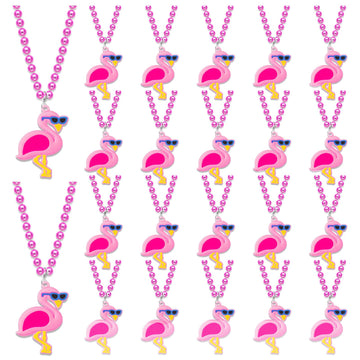 KeeStar 24 Pack Flamingo Necklace Party Favors for Summer Hawaiian Tropical Luau Party, Animal Themed Baby Shower, Birthday, Sch