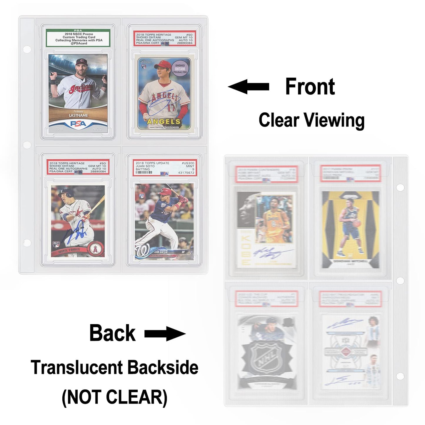 Fageverld Graded Card Slab Binder Pages, 10 Plastic Pages for 40 PSA/BGS/CGC Cards, Fits One-Touch Holders, Storage & Display