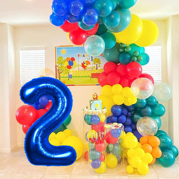 40 Inch Big Blue 2 Balloon Number 2 Large Foil Helium Number Balloons 0-9 Jumbo Giant Happy 2Nd Birthday Party Decorations For B