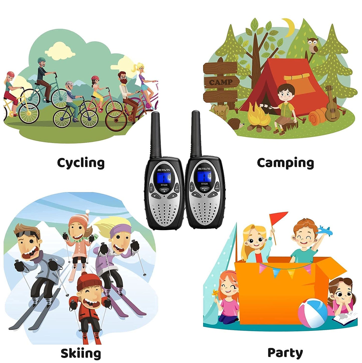 Retevis Rt628 Walkie Talkies For Kids,Toy Gifts For 6-12 Year Old Boys Girls,Kid Gifts Walkie Talkie For Adults Outdoor Camping Hiking(Silvery 1 Pair)