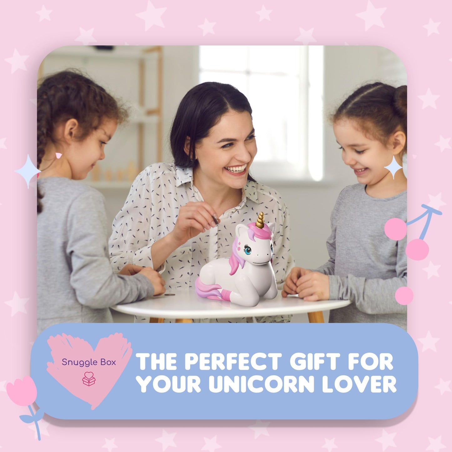 Snuggle Box Unicorn Piggy Bank For Girls | Kids Piggy Bank For Girls - Durable Plastic Girls Piggy Bank Girls Can Play With Incl