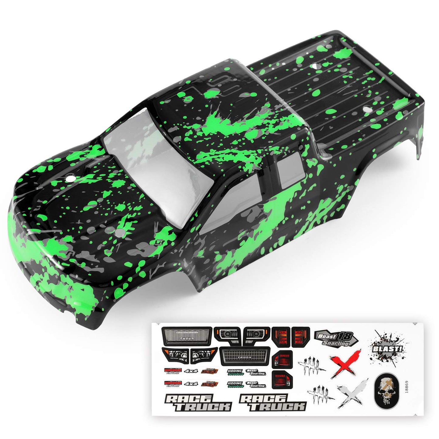 Haiboxing Rc Car Spare Parts,1/18Th Trcuk Body Shell Orange Or Green Apply To 2020 New Version 18859,18858 (Green)