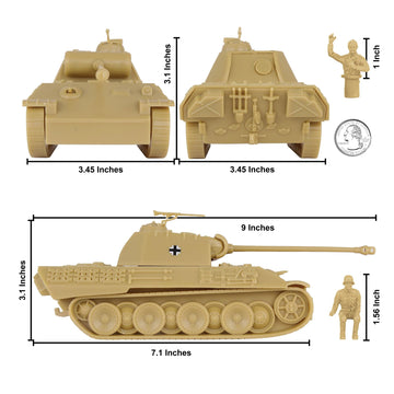 Bmc Cts Ww2 German Panther V Tank - Tan 1:38 Plastic Army Men Military Vehicle