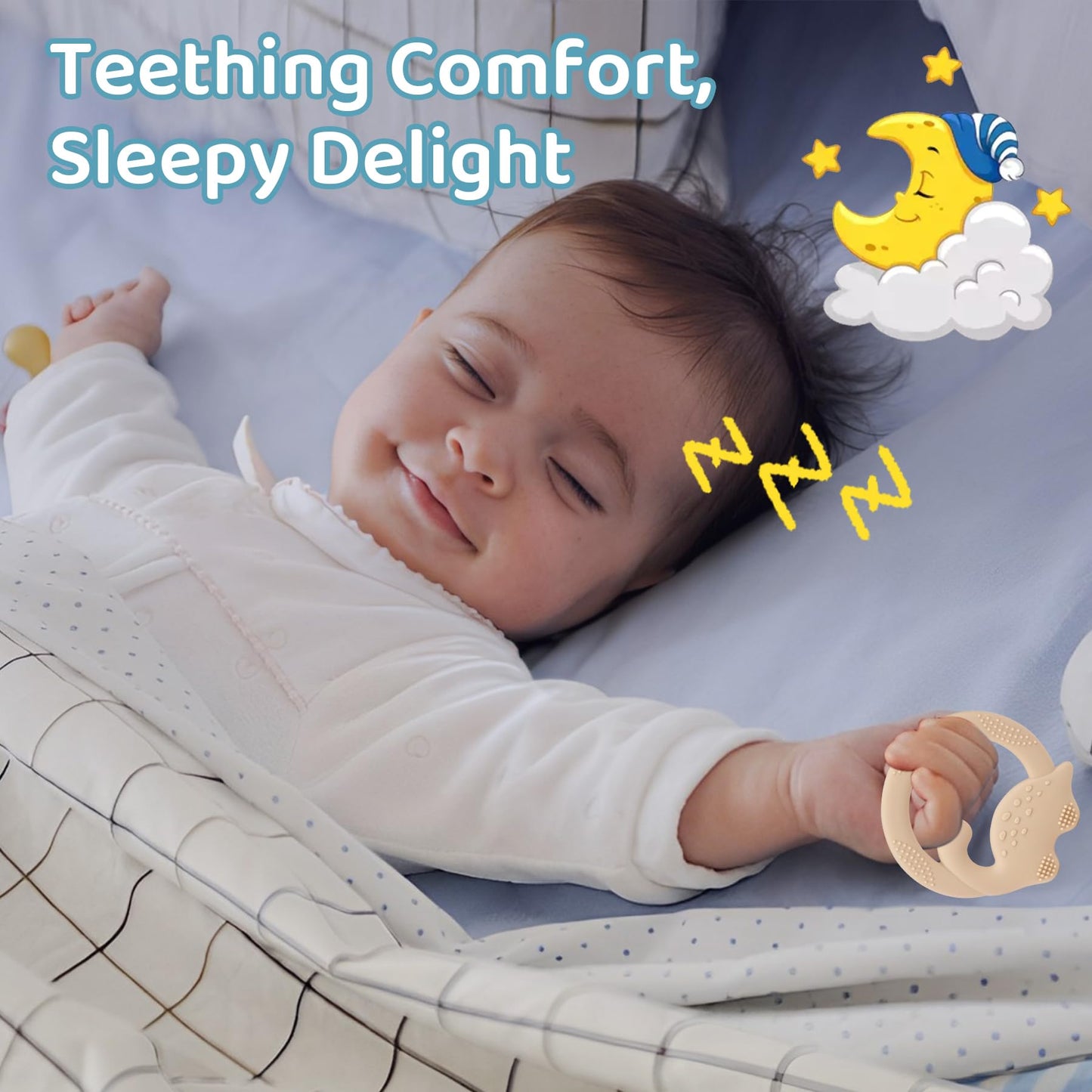 2 Packs Baby Teether Silicone Teething Toys for Babies 0-6 Months with Dinosaur Shape 6 to 12 Months 3-6 Months Infant Newborn for Teething Pacifiers Relief Chew Ideal Baby Shower Gifts for Moms A2