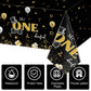 Tiamon Black Plastic Rectangular 54 x 108 Tablecloth Set of 3 for Baby Boy First Birthday Party