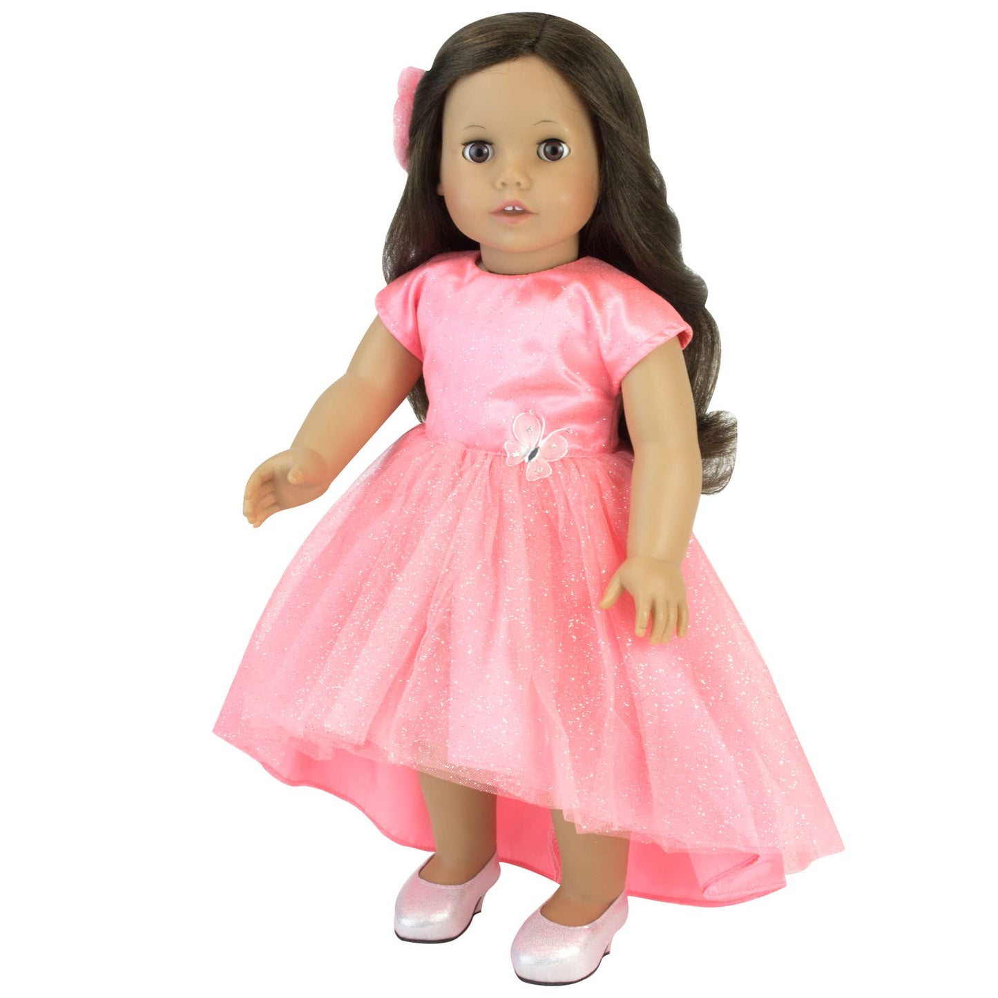 Sophia'S Sparkling High Heels With Closed Toes And Glitter Platform Pumps For 18 Inch Dolls, Silver