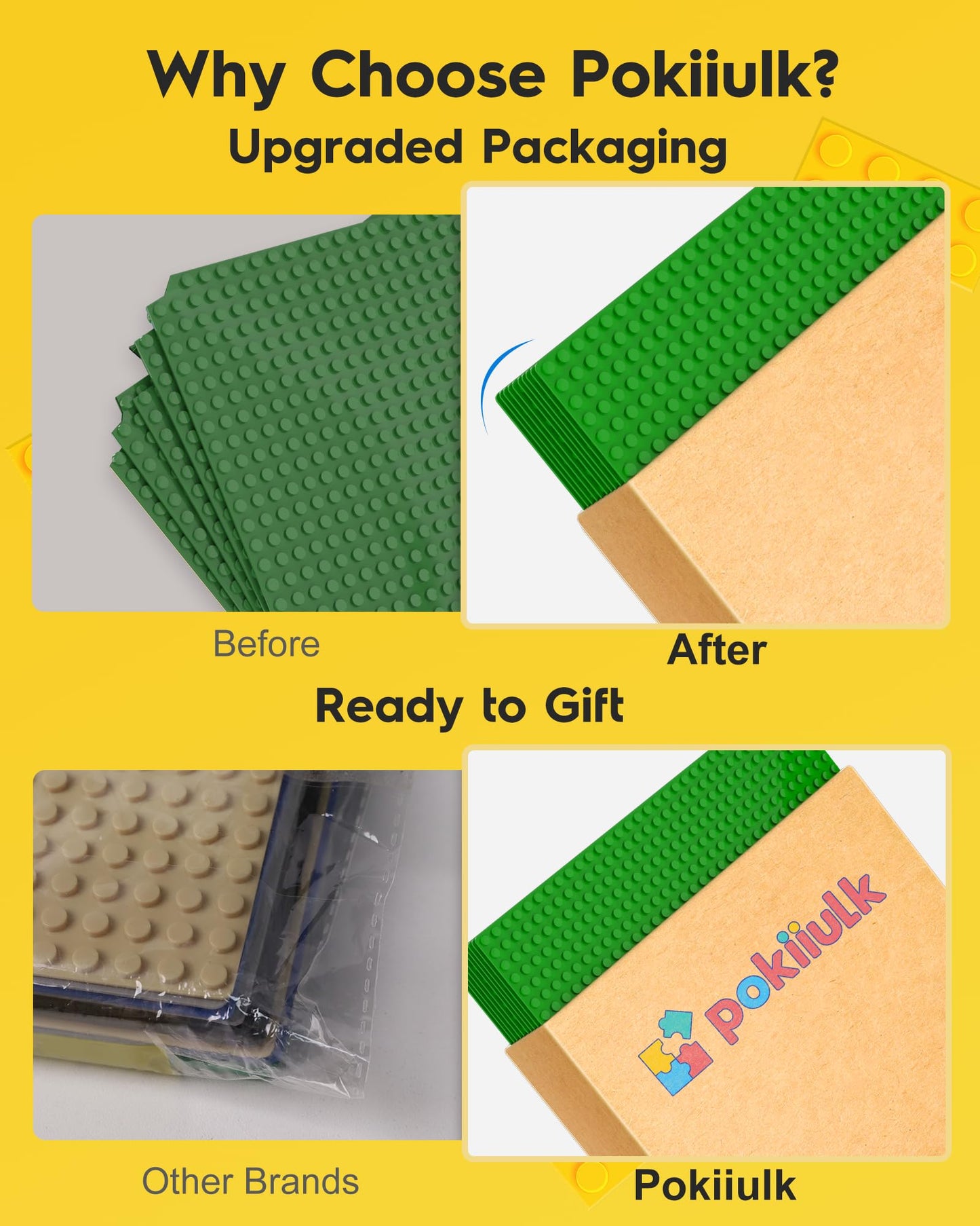 Pokiiulk 20 Green Building Baseplates, Classic Size 10"x10", Compatible with All Major Brands, Plastic Material