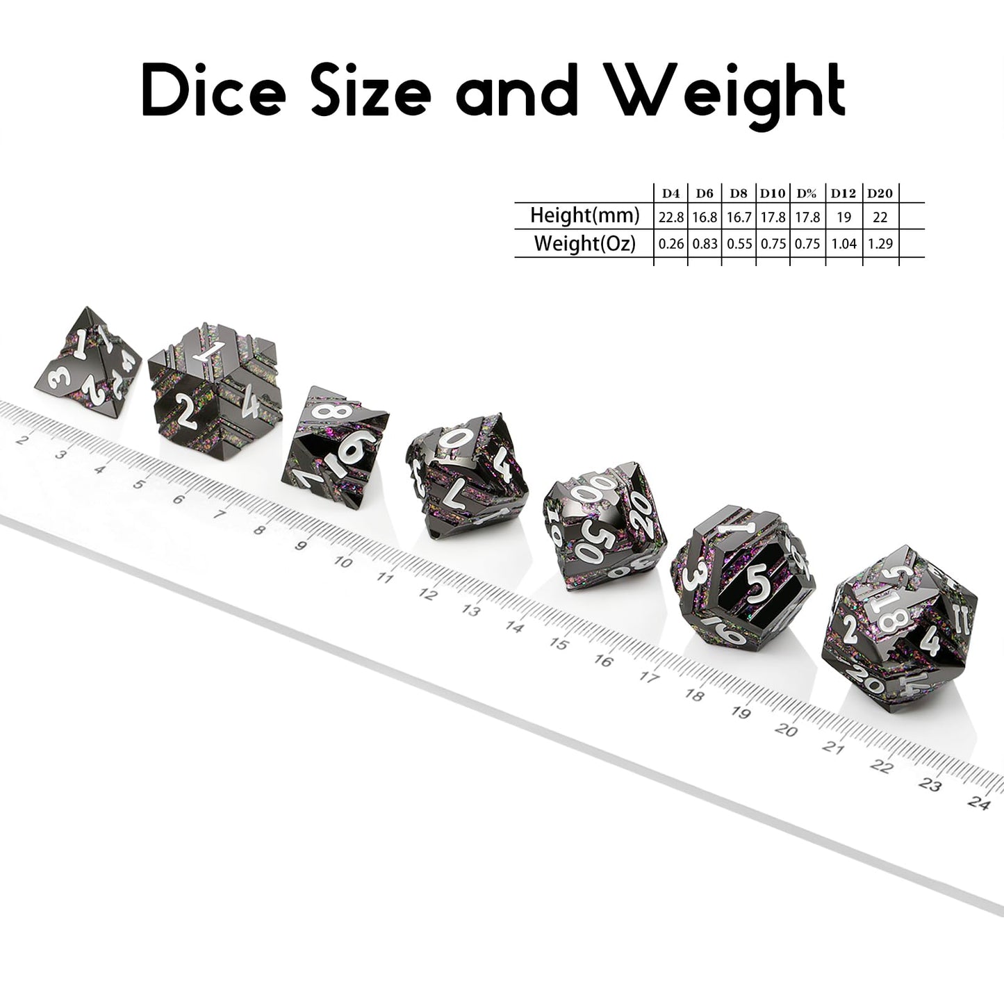 Stripe Metal DND Dice,DNDND Metallic Stripes Dice with Gift Metal Box for Dungeons and Dragons D&D (Purple Stripes)
