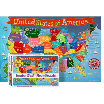 Waypoint Geographic Kid'S Usa Jumbo 48 Piece Floor Puzzle, 24'X36, Blue Ocean