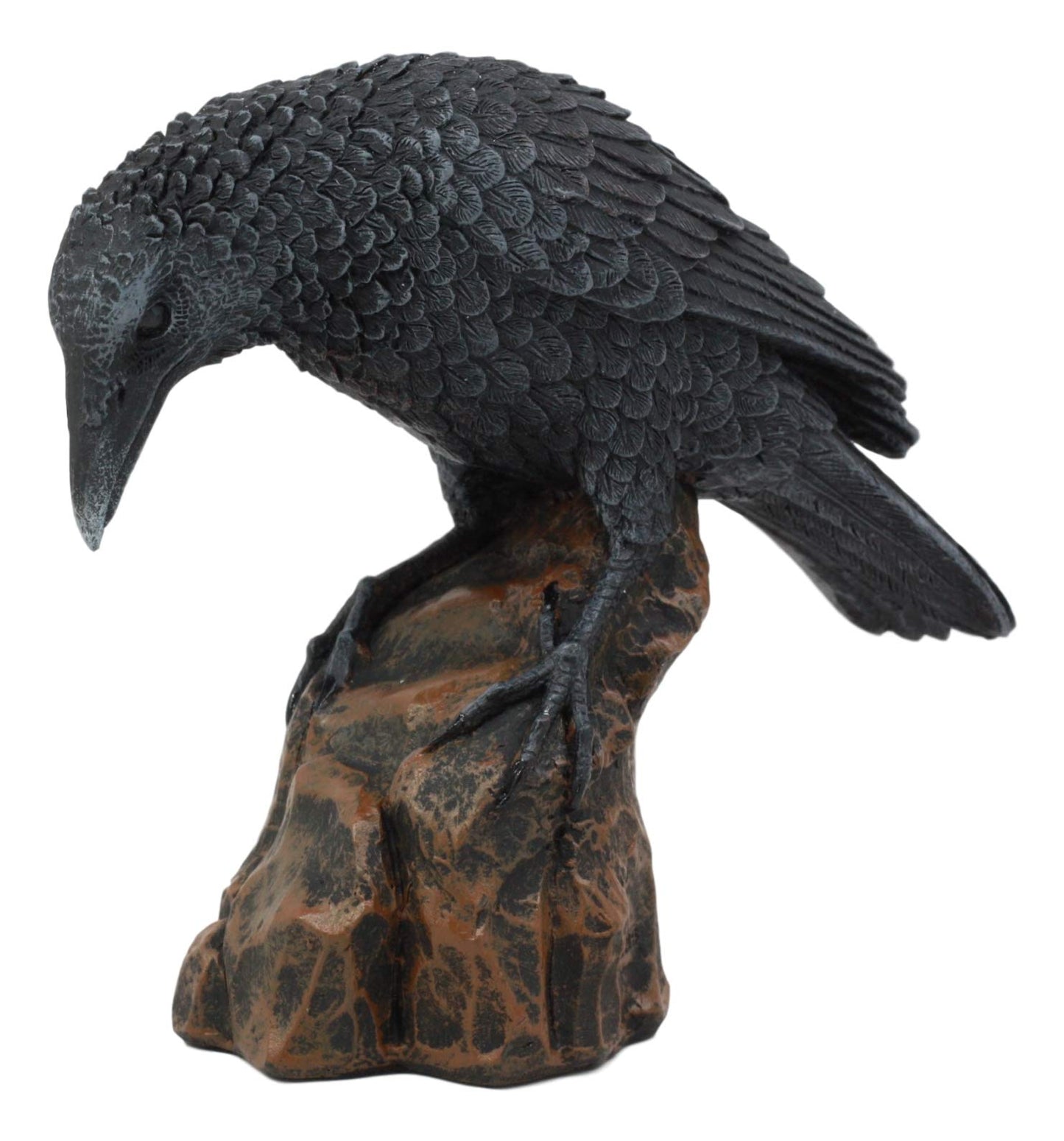 Ebros Gift Gothic Macabre Edgar Poe Perching Raven On Rock Figurine 5' Tall Gothic Crow Scavenger Bird Decor Sculpture