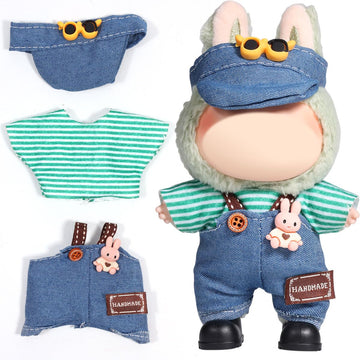 AICase for Labubu Clothes/for Labubu Outfits Clothes Set for 17cm Lububu Doll 3 Piece Set Hat Clothing for LA BUBU  Boys and Girls Stylish Adorable Dolls Clothes Accessories (No Doll)_05