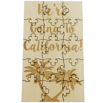 We'Re Going To California! - 15 Piece Wood Jigsaw Puzzle 6' X 3.5', Surprise Trip Gift Vacation Announcement Reveal