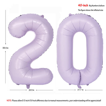 40 In Matte Purple Number Balloons Helium Foil Mylar Balloon Birthday Party Banquet Decoration Digital 20