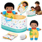 OUOZZZ 10" Soft Black Baby Boy Doll Set with Accessories, Dinosaur Theme, Polyester Material, Ideal Gift for 2 Year Olds