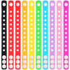 BBTO 100 Pcs 10 Colors Silicone Bracelets 8.3 Inch Adjustable Rubber Bracelets Bulk Cute Wristbands with Holes for Shoe Party Bi
