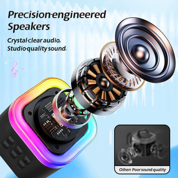 Kinglucky [All In One] Karaoke Machine With Bluetooth Speaker & 2 Wireless Microphones [Loud Sound & Dynamic Led Lights] Christm