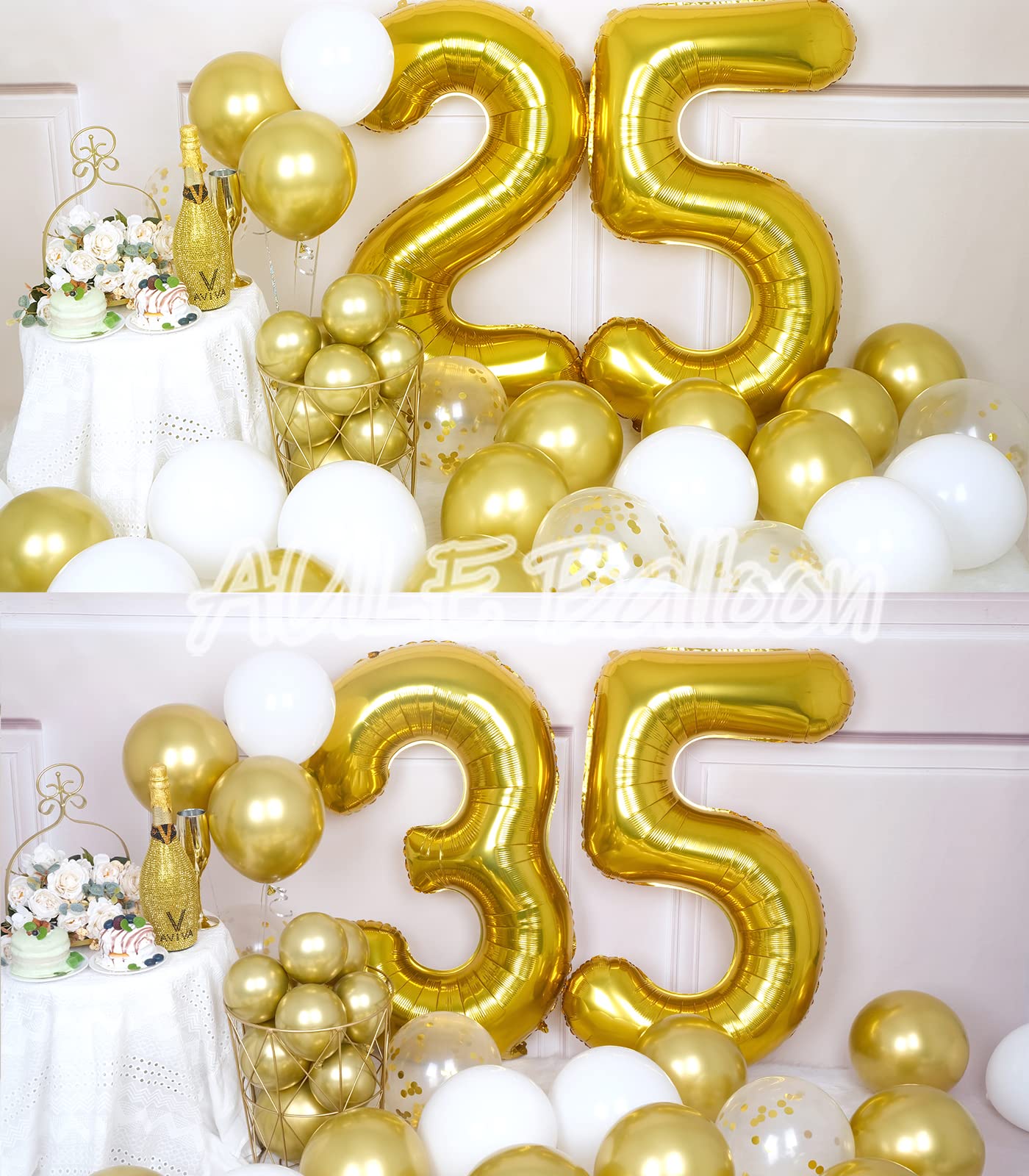 Aule 40 Inch Big Gold 5 Balloon Number Large Foil Helium Number Balloons 0-9 Jumbo Giant Happy 5Th Birthday Party Decorations Fo