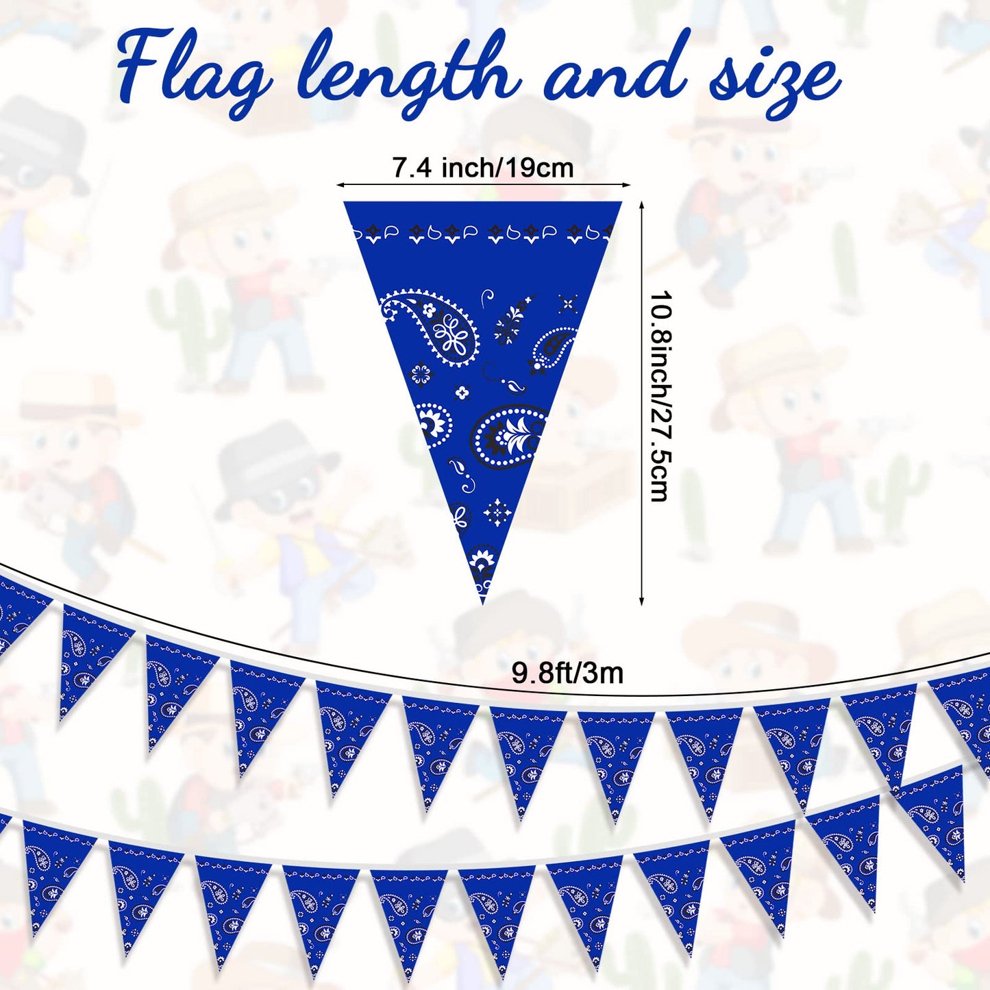 123 Pcs Western Cowboy Party Decoration Include 1 Plastic Paisley Print Tablecloth 2 Bandana Pennant Banner 60 Disposable Paper