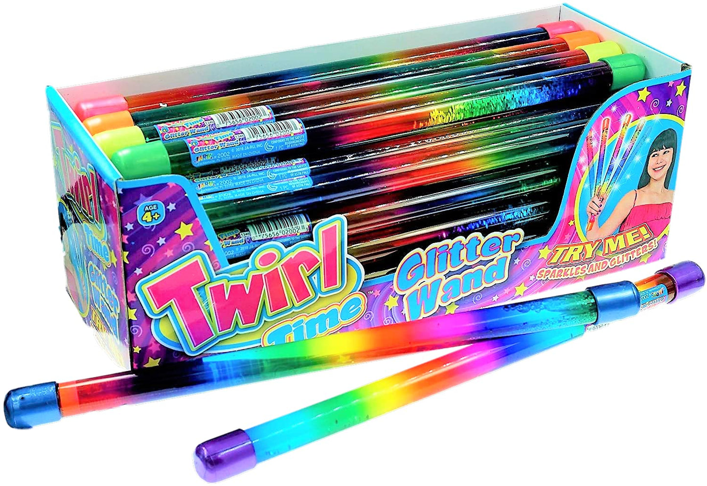 Ja-Ru Glitter Wand Girls Rainbow Baton Toy (12 Baton) 12 Inch Wand Baton Spiral Fidget Toys For Kids. Magic Twirling Glitter Sticks. Stress Relief. Classroom Decorations Bulk Party Favors. 2002-12P