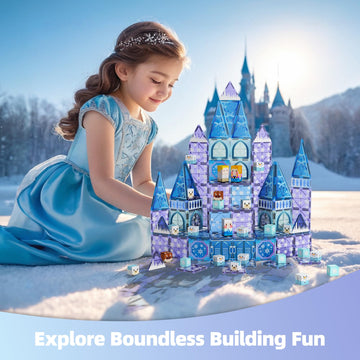 Gobidex 70Pcs 2-In-1 Magnetic Blocks Tiles Frozen Toys For Girls, Princess Frozen Castle Magnet Building Blocks For Toddlers Kids, Build With Magwonder Stem Toys, 3+ Years Old Girls Birthday Gifts