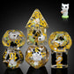 White Cat Gaming Dice Set D&D, DNDND 7PCS Resin DND Dice with Velvet Bag for Dungeons and Dragons Role Playing Games and Tableto