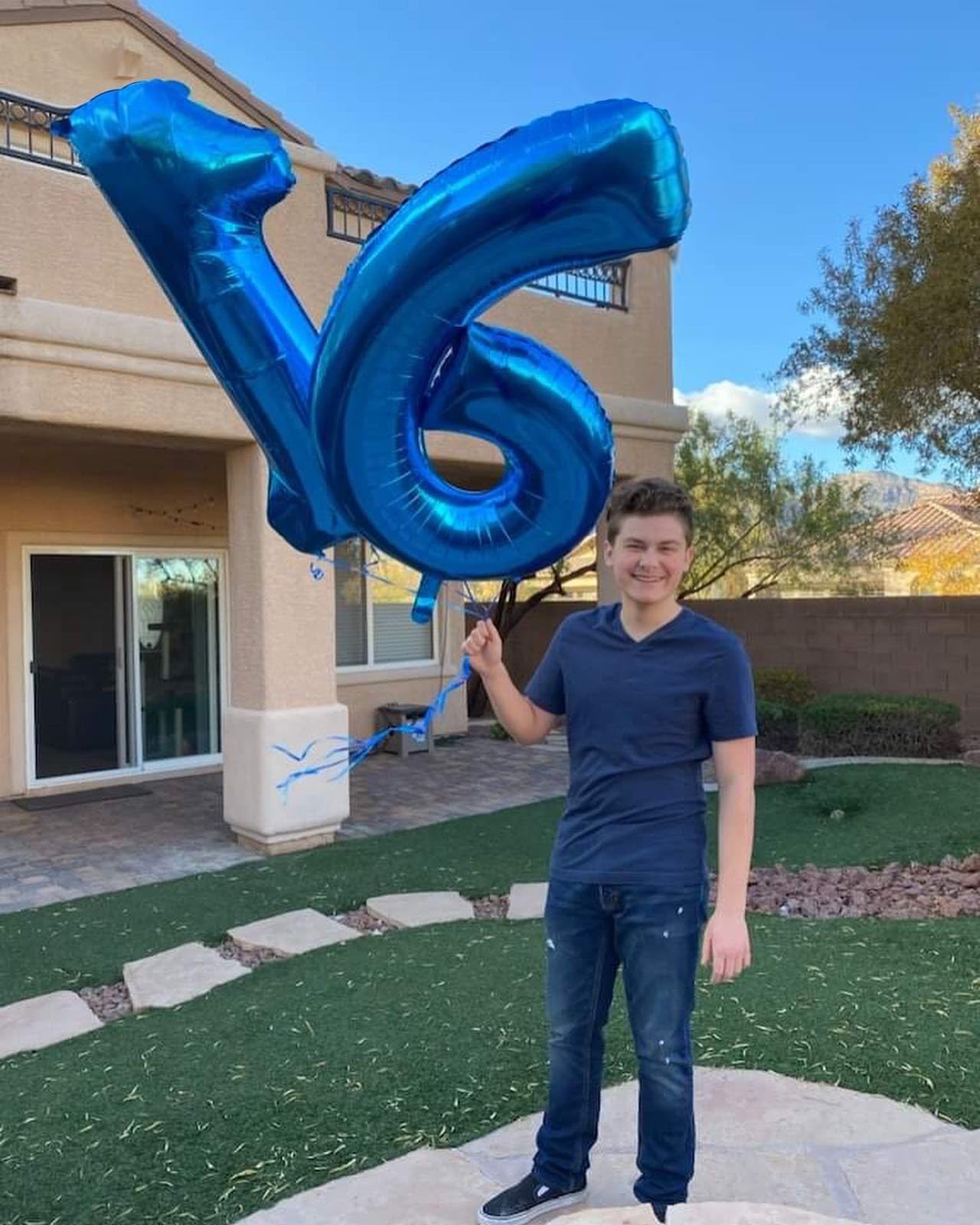 IWERP Navy Blue Number 16 Balloon, 40 Inch Foil Mylar, 16th Birthday Party Supplies for Girls and Boys