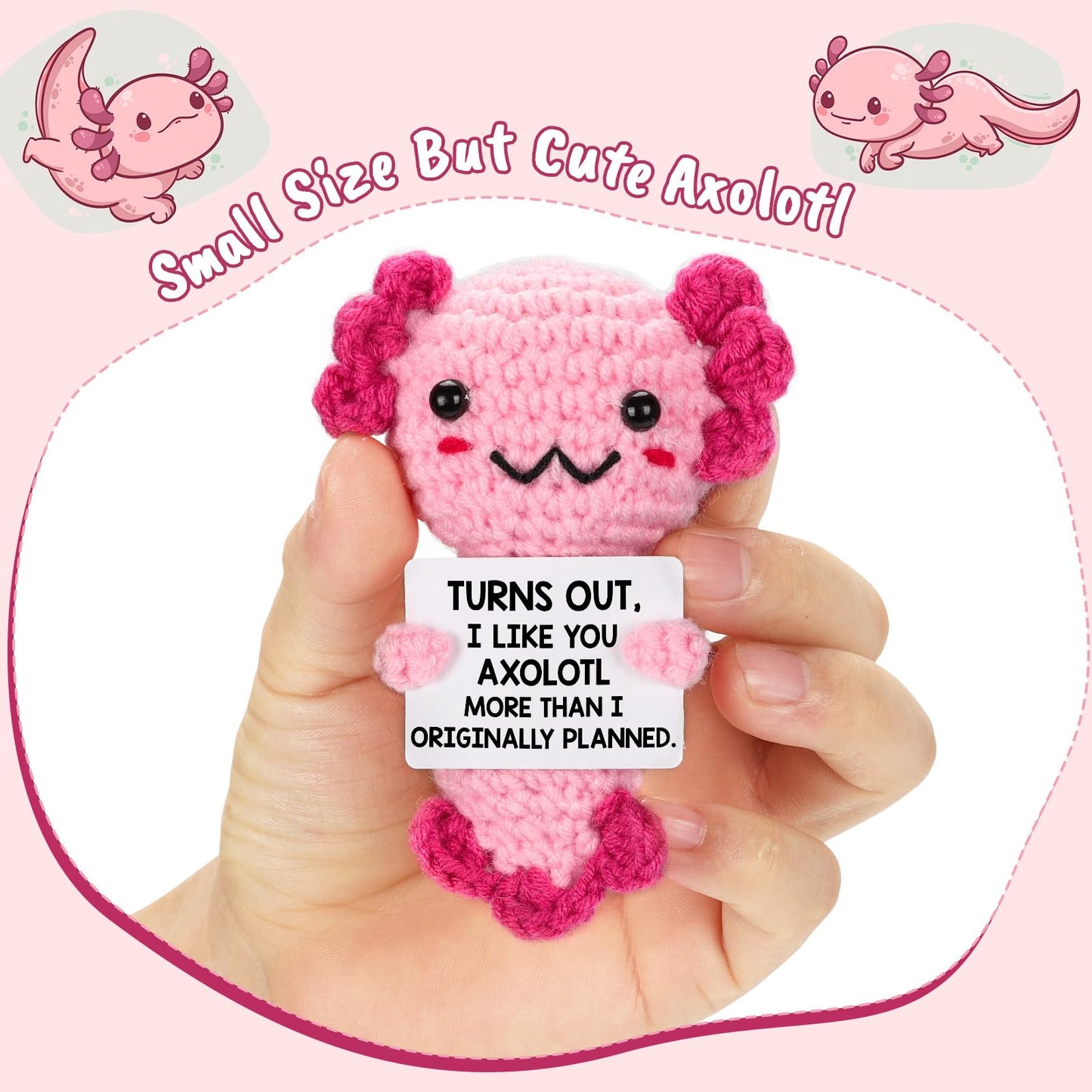 Weming Mini Crochet Axolotl - Polyester, 2"x2.3"x3.2", New Relationship Gift for Him/Her, Model ALOTL
