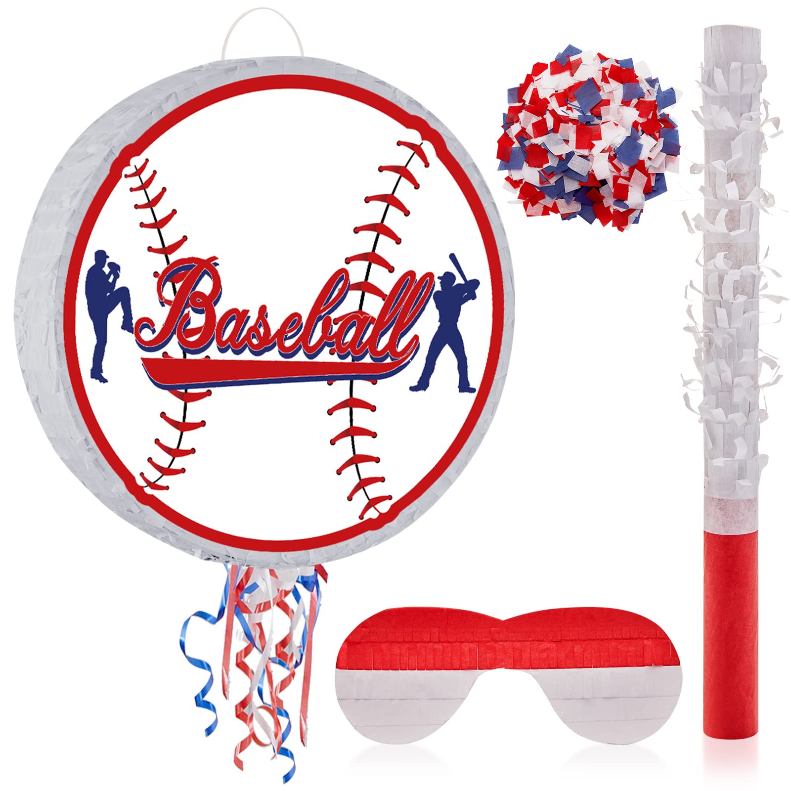 Baseball Piata for Birthday Party Softball Piata with Stick, Blindfold, Confetti for Adults Birthday Baby Shower Sports Party Su