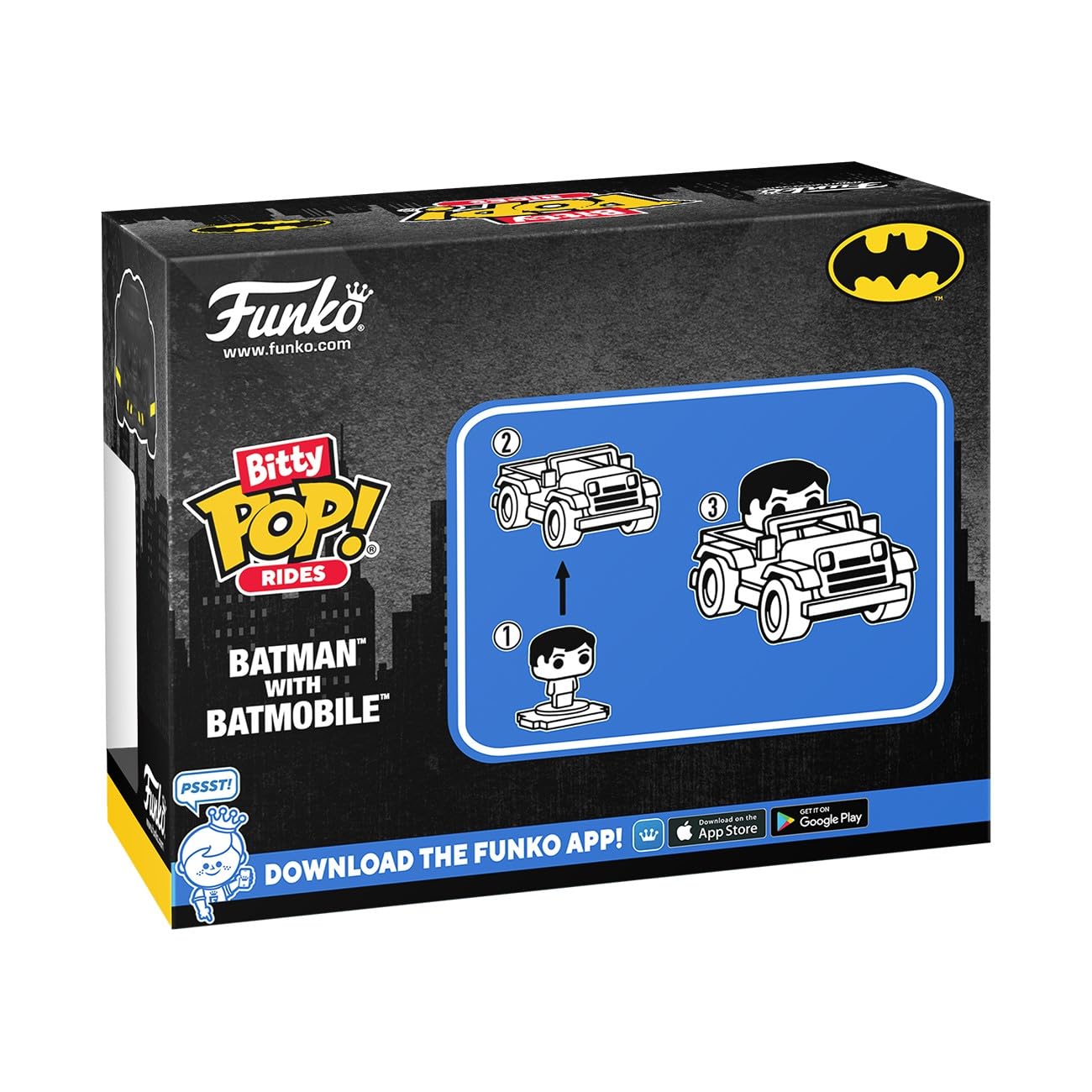Funko Pop! Bitty Ride - DC Batman with Bat Mobile, Multicolor, Vinyl, Model 83621
