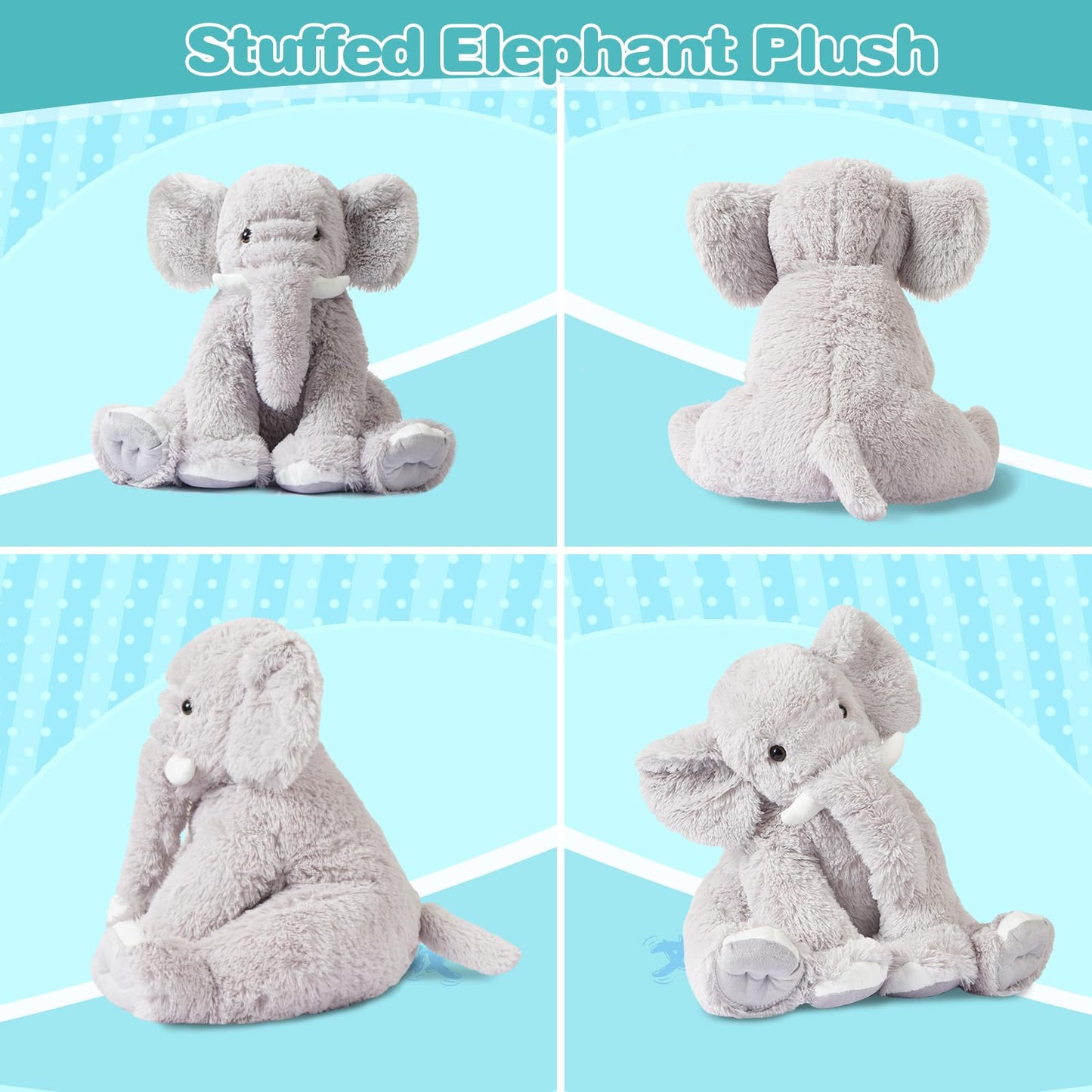 Nxnynz 18In Elephant Stuffed Animals,Soft Elephant Plushies Toys Doll Cute Elephant Plush Toys Huggable Gifts For Boys Girls
