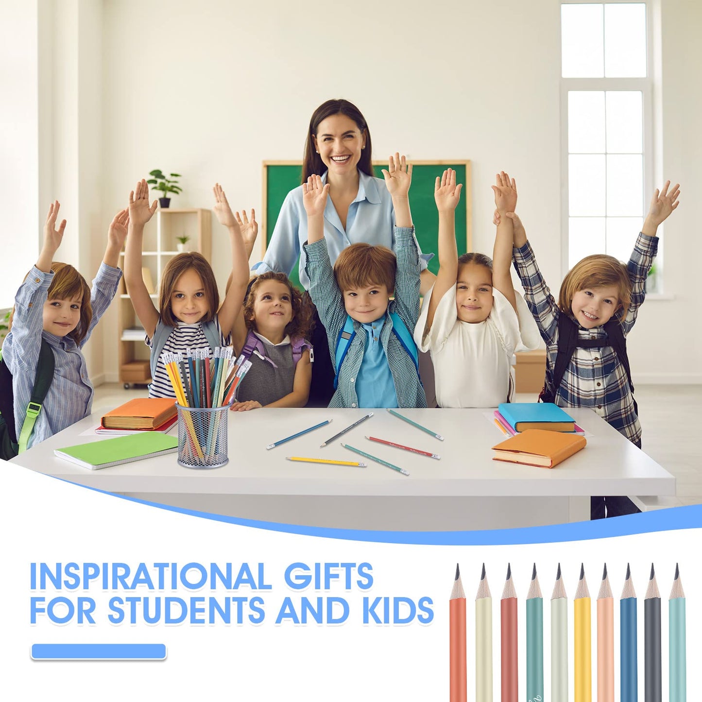 Sabary 200 Pcs Inspirational Pencils Bulk Christmas Student Gift from Teacher 2 HB Wood Pre Sharpened Pencils Motivational Class