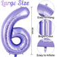 Purple Number 6 Balloon 40 Inch, Big Large Foil Helium Number Balloons, Giant Mylar Number 6 Balloons For 6 Year Old Birthday An
