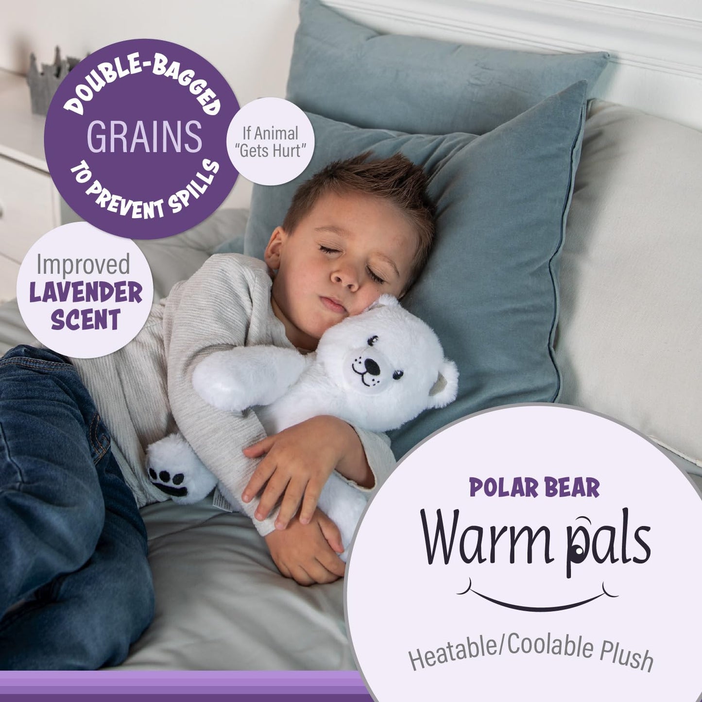 1I4 Group Warm Pals - Polar Bear - Cozy Lavender Scented Plush Toys - Stuffed Animal - Coolable Bedtime Comfort Plushie