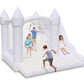 Bounceland Castle Palace Daydreamer Cloud Bounce House, 10.8 Ft L X 9.8 Ft W X 8.7 Ft H, Basketball Hoop, Ul Blower Included, Trendy Neutral Color, Fun Slide & Bounce Area, Castle Theme For Kids