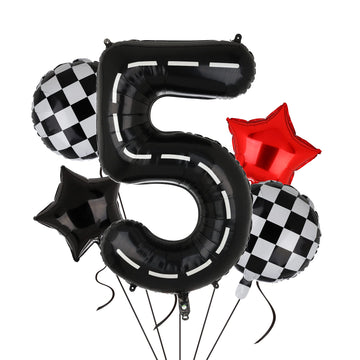 Race Car Birthday Balloons 40 Inch Racetrack Number Balloon 5 Black Boys 5St Birthday Race Car Theme Party Decor Supplies 5 Pcs