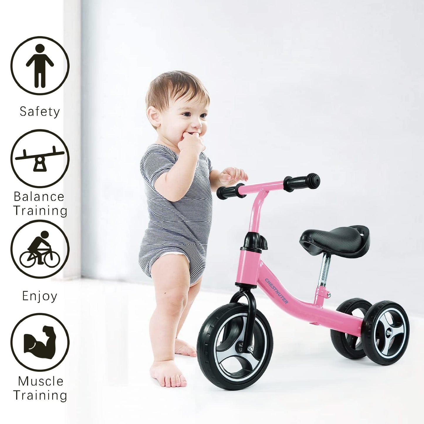 Chestnuter Baby Balance Bike, 1 2 3 Year Old Gifts, Ride On Toys For 1 Year Old, Best First Birthday Gift, Toddler Bike With 3 W