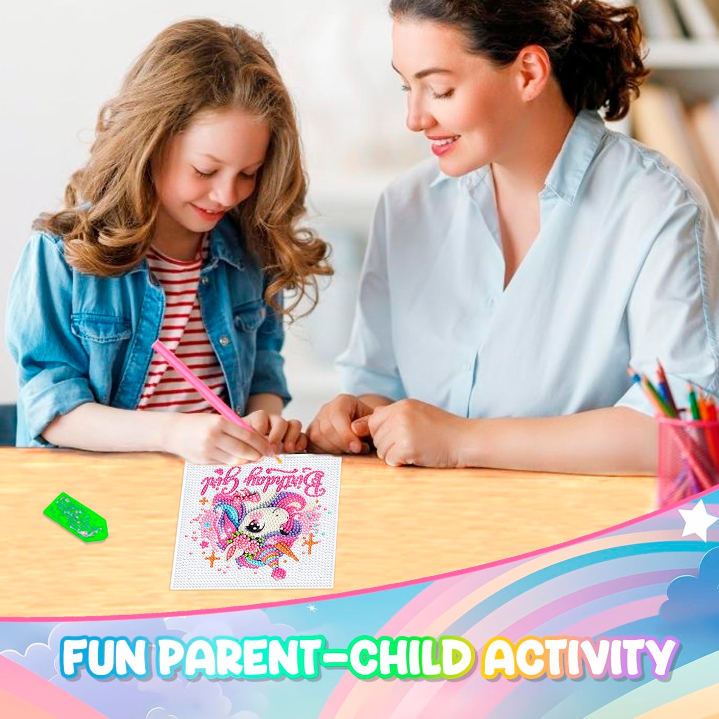 Diamond Art Kits for Kids - Arts and Crafts for Kids Ages 8-12 - Diamond Art Painting with Wooden Frame - Crafts for Kid Ages 4-