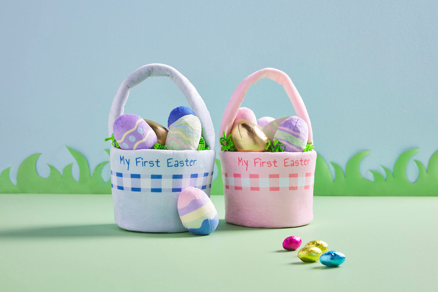 Mud Pie Girls Easter Basket Plush Set