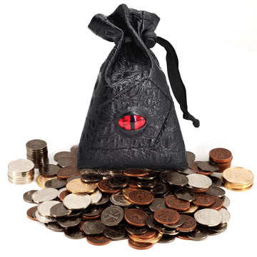 Dnd Metal Coins Set Of 60 With Leather Pouch - Gaming Tokens, Pirate Treasure, Accessories & Props For Board Games, Dungeons And Dragons, Tabletop Rpgs And Larp