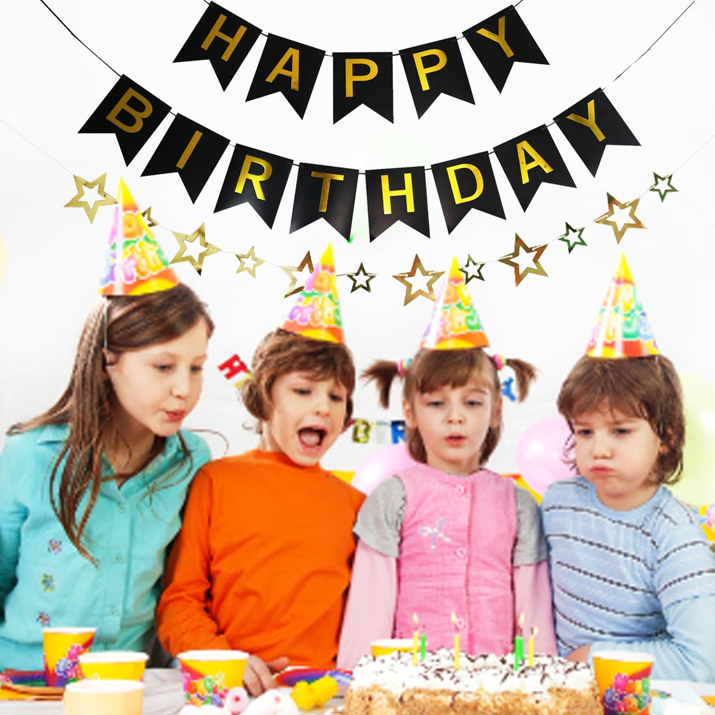 Glasnes Happy Birthday Banner Decoration Kit Black And Gold Party Decorations For Birthday Party Decorations Supplies