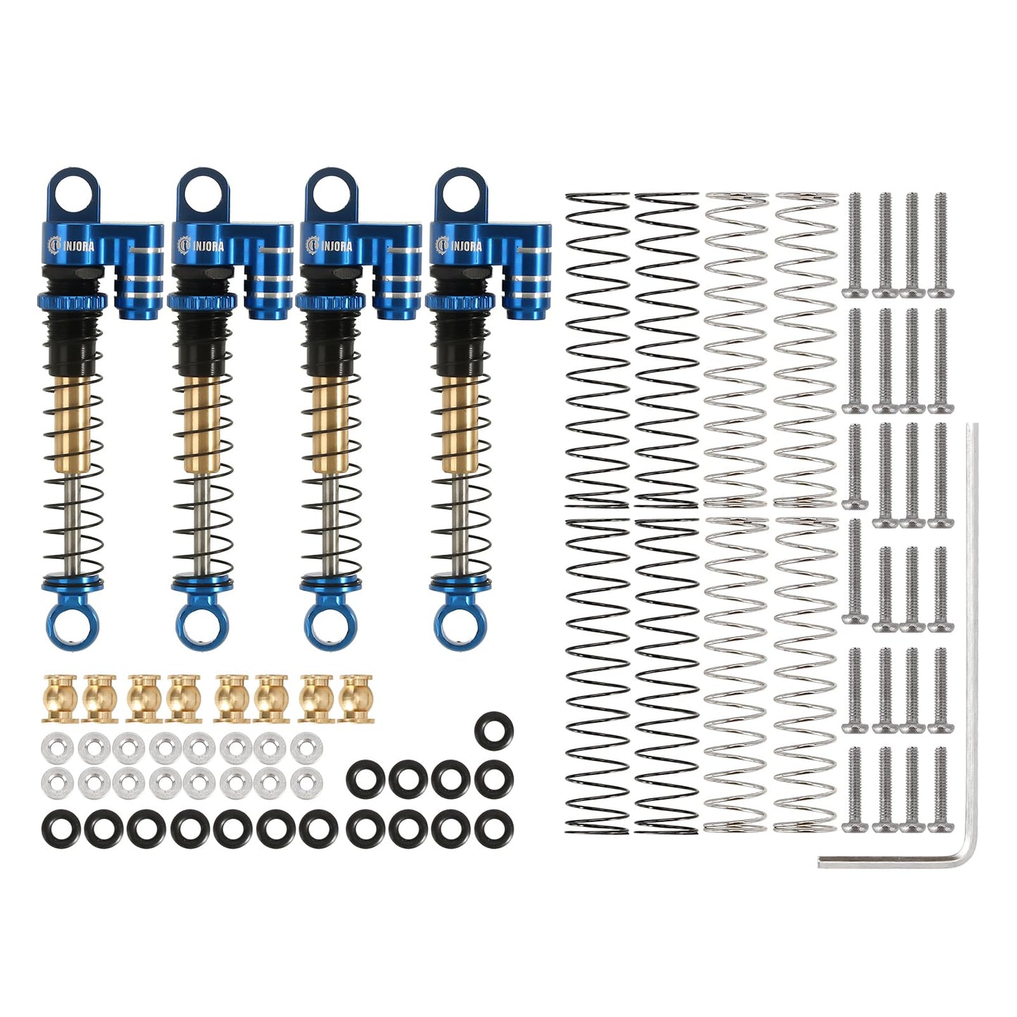 INJORA RC 43mm Shocks Aluminum Threaded Tele Absorber Damper for Axial SCX24 Gladiator Bronco C10 JLU Deadbolt B17 1/24 Upgrade(